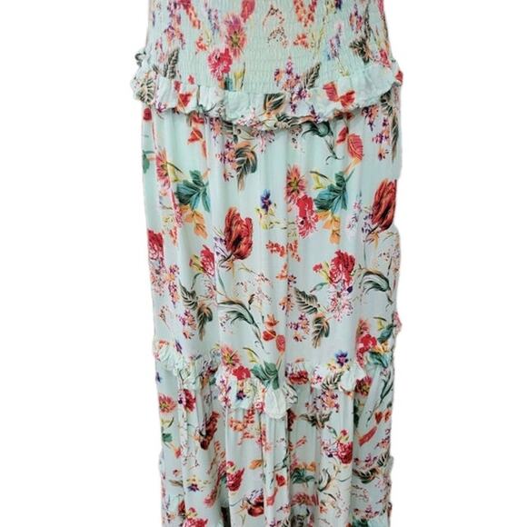 Abel The Label Floral Maxi Dress Size M – Boho Tiered Smocked Sleeveless Rayon - Picture 3 of 16